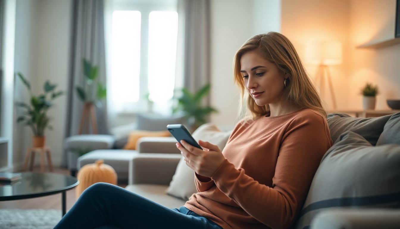 Femme qui lis un article sur telephone